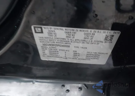 2015 Chevrolet Silverado 1500 2Lz z USA, uszkodzony, nr VIN 3GCUKSEC5FG360038